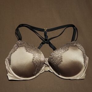 Victoria's Secret Taupe Lace Push-Up Bra with Strappy Back